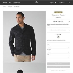 Lululemon Non-Stop Travel Blazer Sz: L